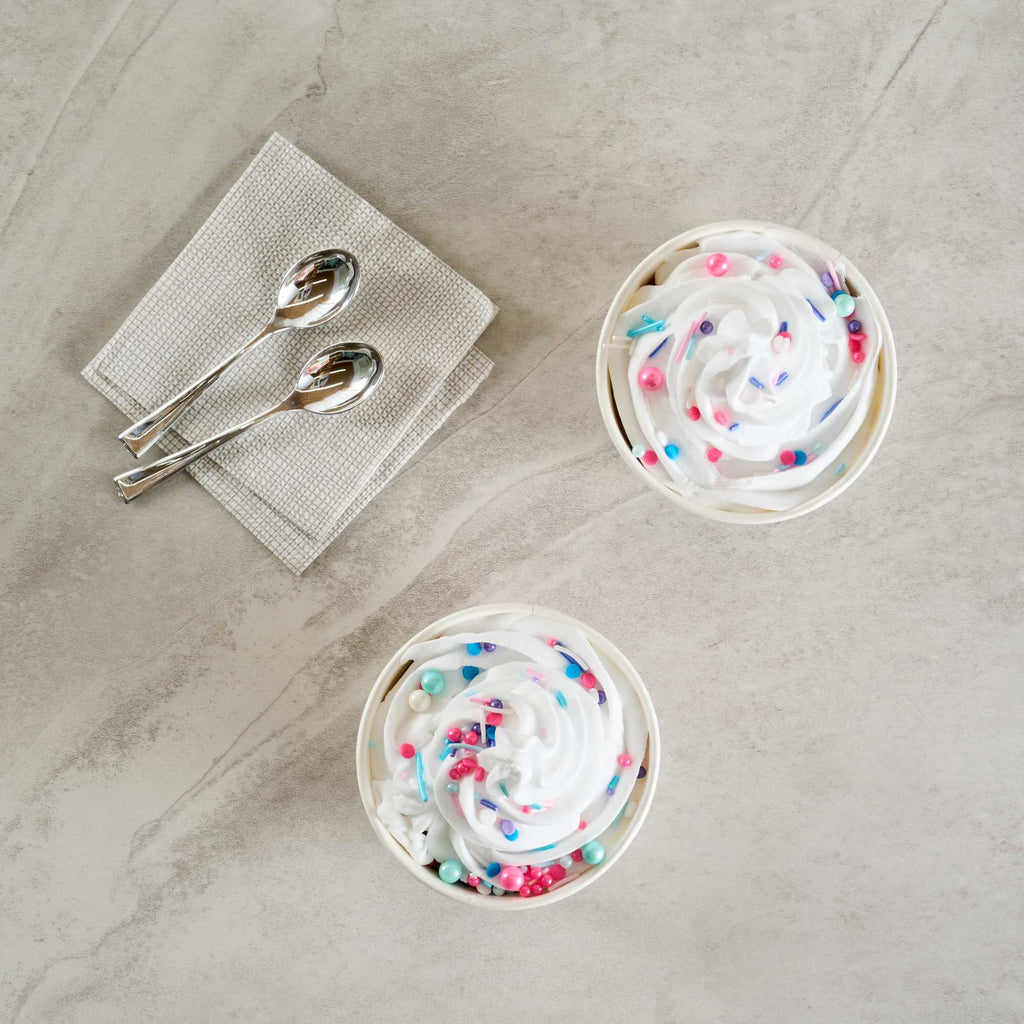 Coppetta 8 oz Round White Paper To Go Cup - with Festive Sprinkles - 3 3/4" x 3 3/4" x 2 1/4" - 50 count box