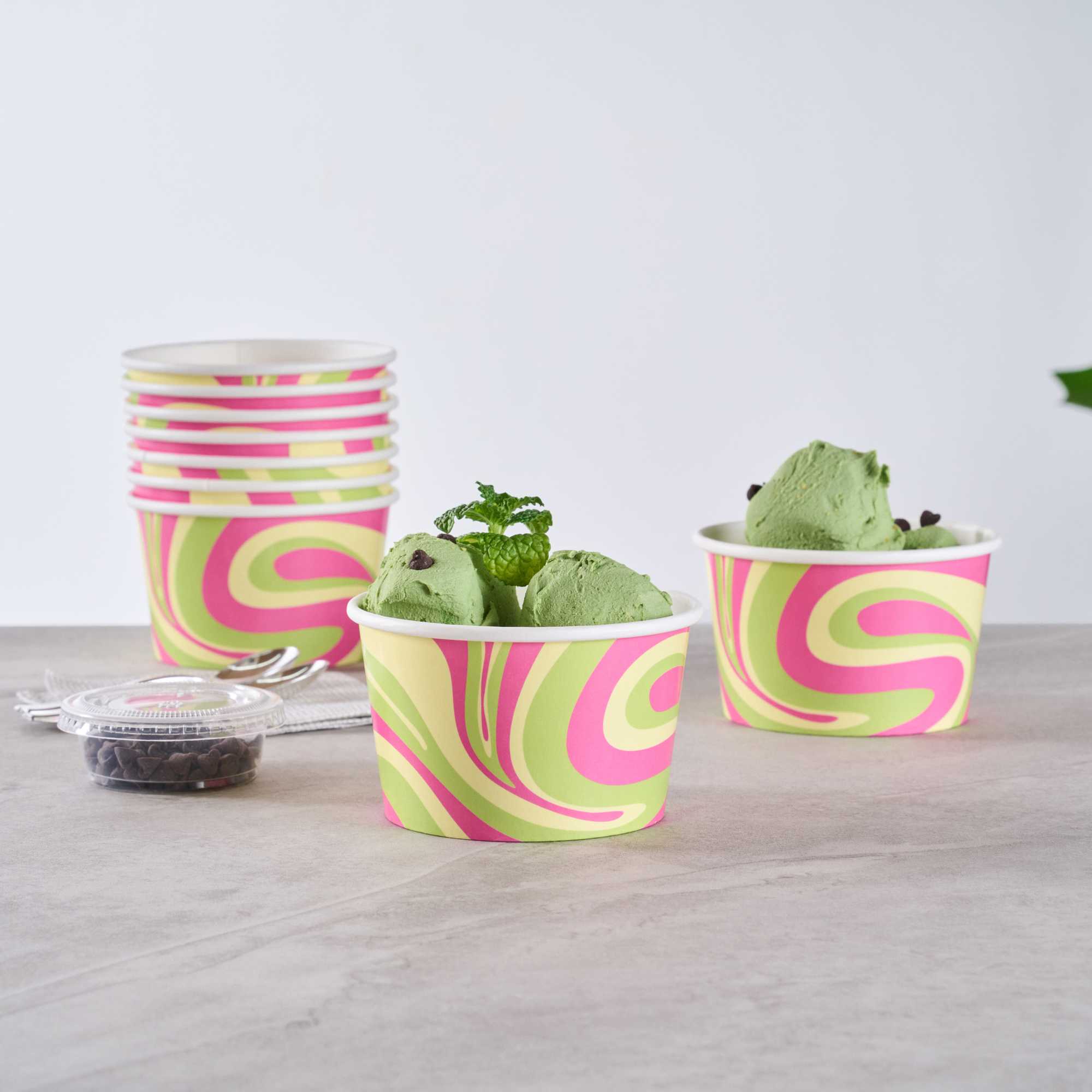 Coppetta 8 oz Round Pastel Groove Paper To Go Cup - 3 3/4" x 3 3/4" x 2 1/4" - 50 count box