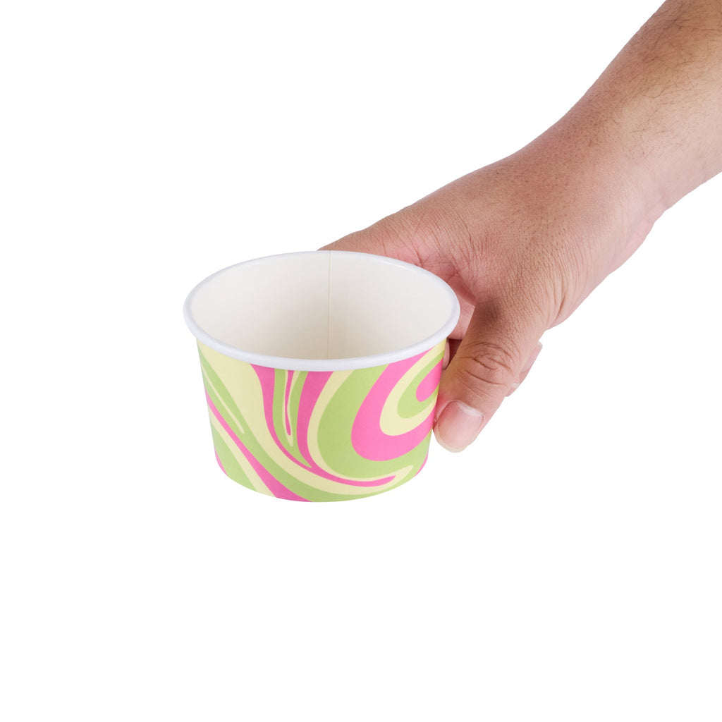 Coppetta 8 oz Round Pastel Groove Paper To Go Cup - 3 3/4" x 3 3/4" x 2 1/4" - 200 count box