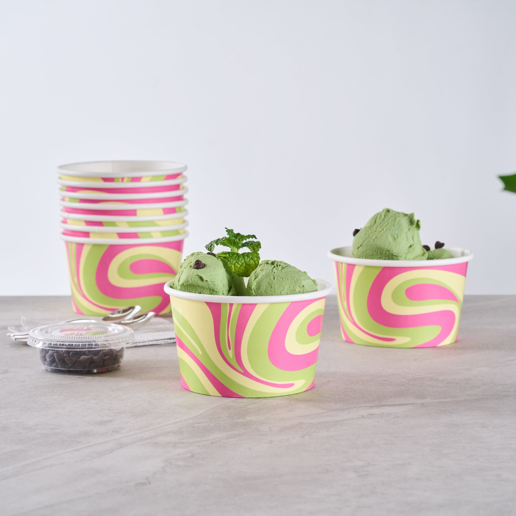 Coppetta 8 oz Round Pastel Groove Paper To Go Cup - 3 3/4" x 3 3/4" x 2 1/4" - 200 count box