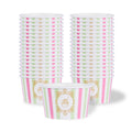 Coppetta 8 oz Round Green And Pink Stripe Paper To Go Cup - 3 3/4" x 3 3/4" x 2 1/4" - 50 count box