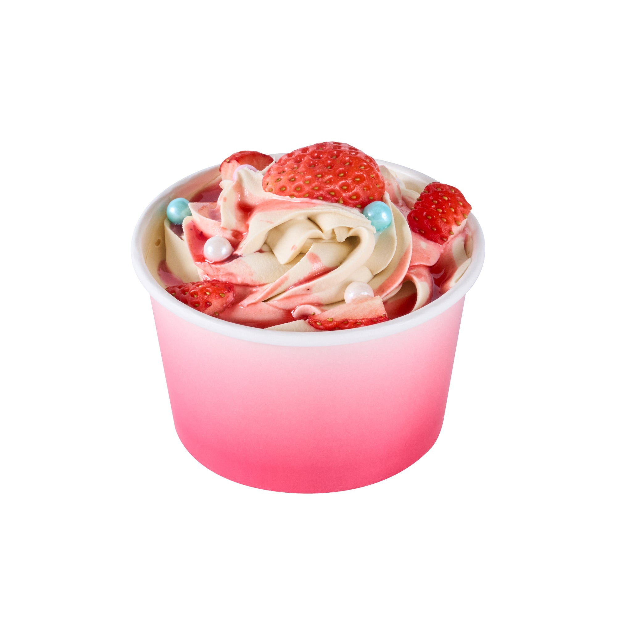 Coppetta 8 oz Round Pink And White Ombre Paper To Go Cup - 3 3/4" x 3 3/4" x 2 1/4" - 200 count box