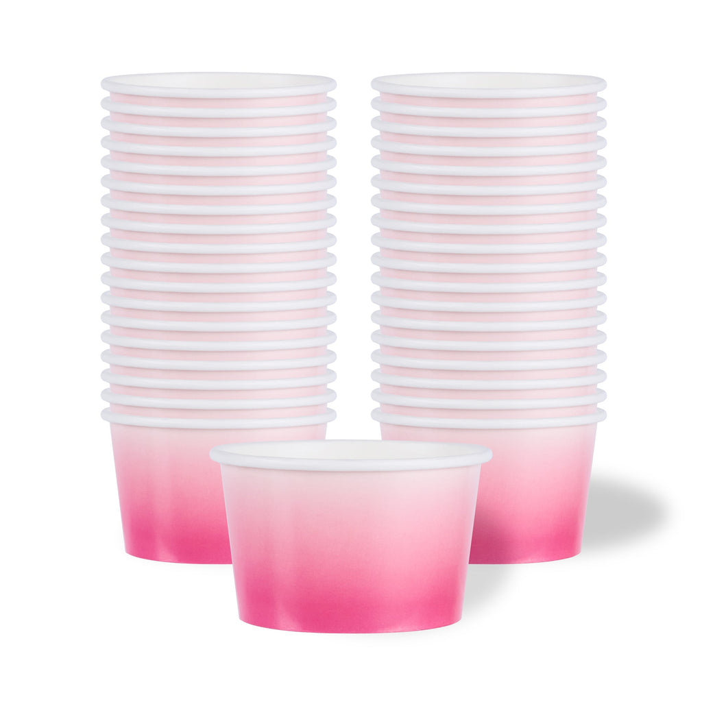 Coppetta 8 oz Round Pink And White Ombre Paper To Go Cup - 3 3/4" x 3 3/4" x 2 1/4" - 200 count box