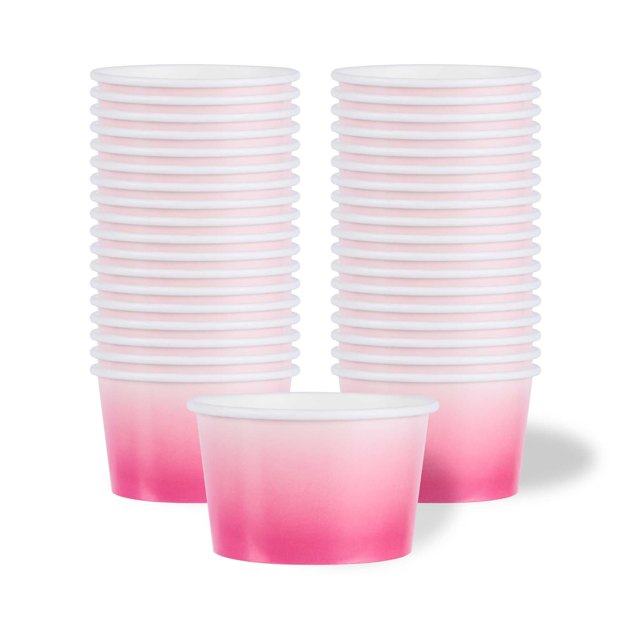 Coppetta 8 oz Round Pink And White Ombre Paper To Go Cup - 3 3/4" x 3 3/4" x 2 1/4" - 50 count box