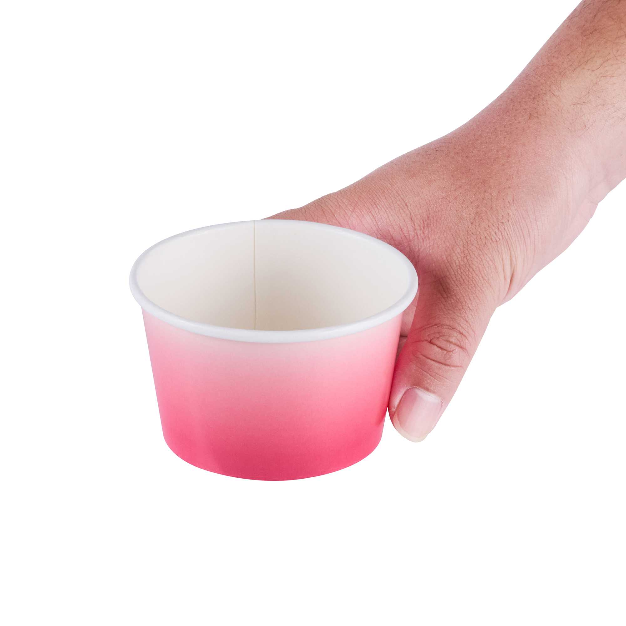 Coppetta 8 oz Round Pink And White Ombre Paper To Go Cup - 3 3/4" x 3 3/4" x 2 1/4" - 50 count box