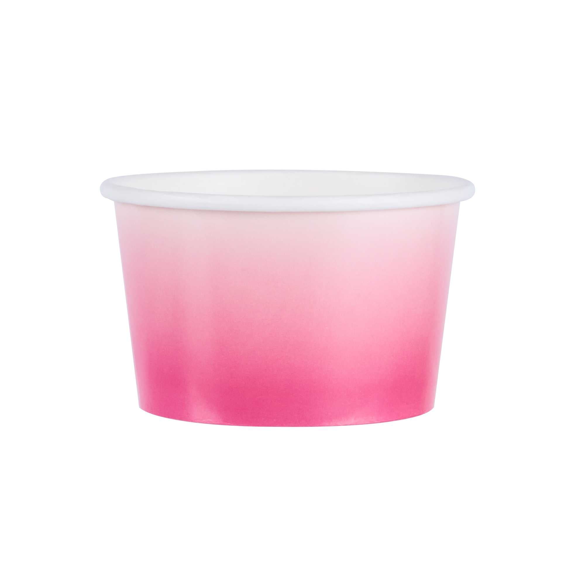 Coppetta 8 oz Round Pink And White Ombre Paper To Go Cup - 3 3/4" x 3 3/4" x 2 1/4" - 50 count box