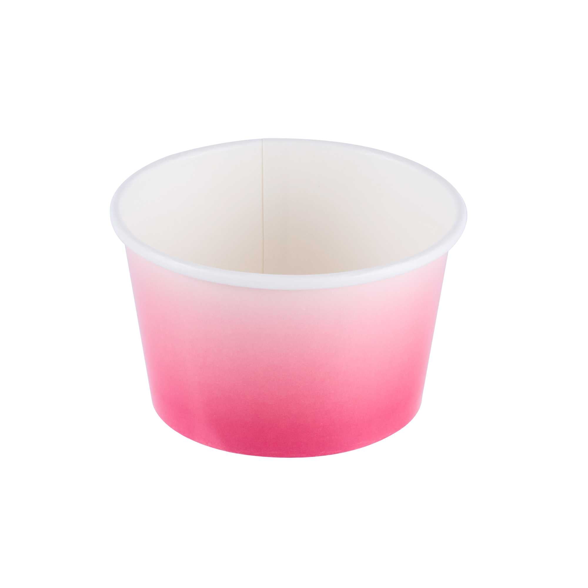 Coppetta 8 oz Round Pink And White Ombre Paper To Go Cup - 3 3/4" x 3 3/4" x 2 1/4" - 50 count box