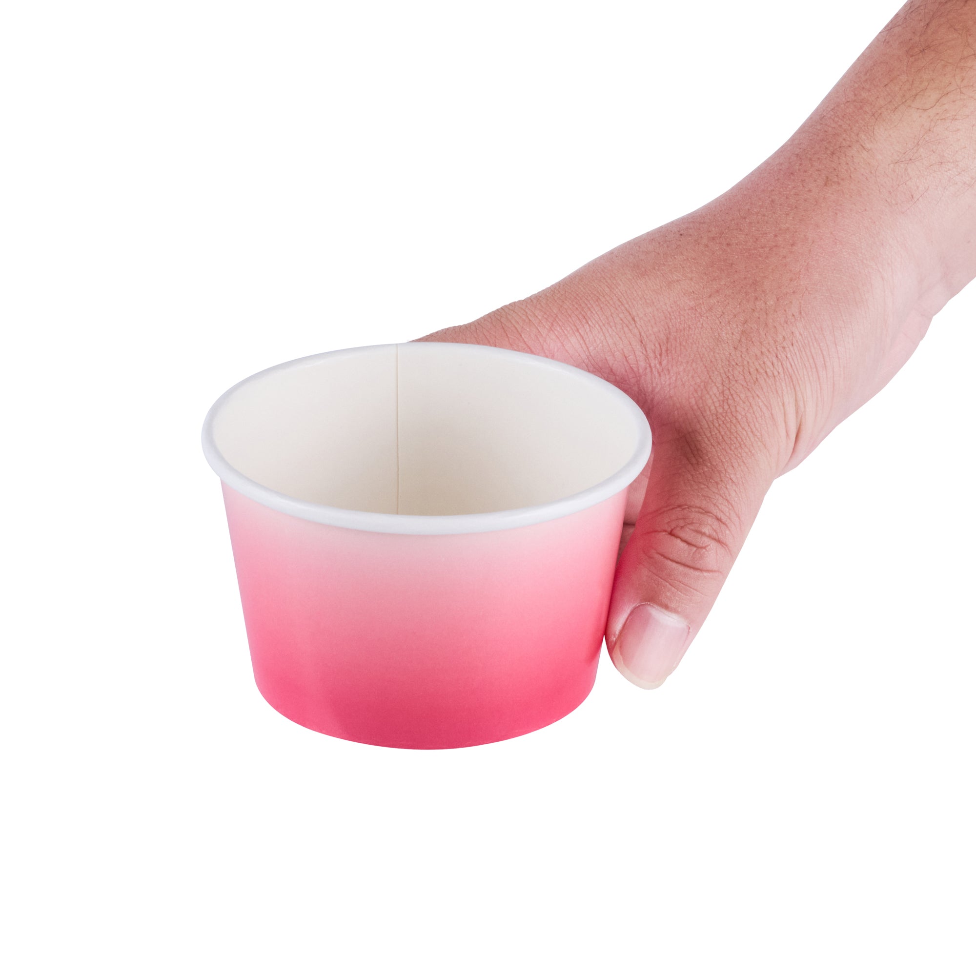 Coppetta 8 oz Round Pink And White Ombre Paper To Go Cup - 3 3/4" x 3 3/4" x 2 1/4" - 200 count box