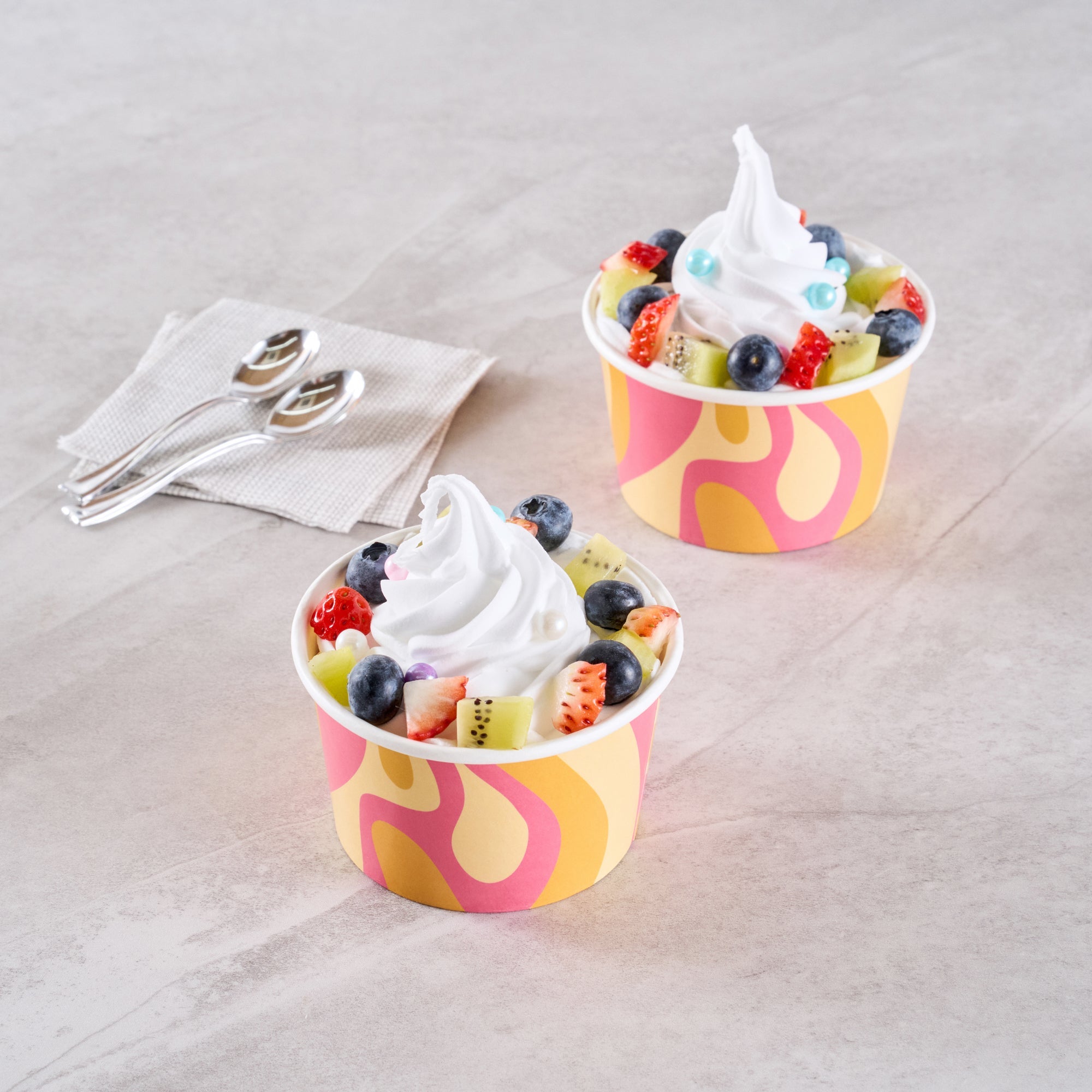 Coppetta 8 oz Round Tropical Twist Paper To Go Cup - 3 3/4" x 3 3/4" x 2 1/4" - 200 count box
