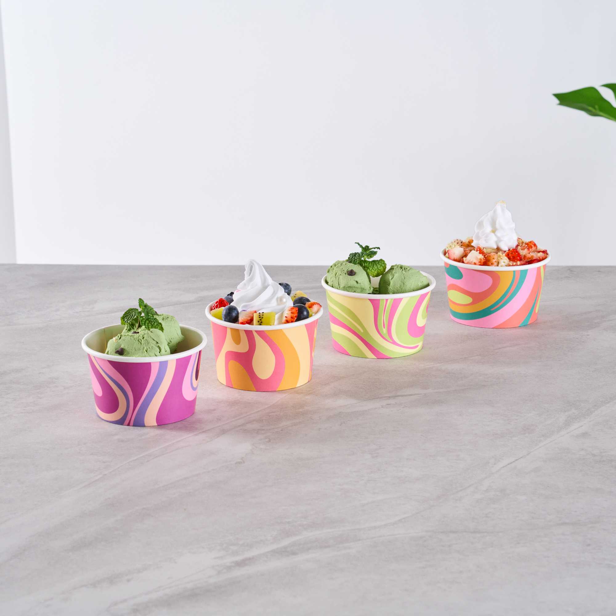 Coppetta 8 oz Round Tropical Twist Paper To Go Cup - 3 3/4" x 3 3/4" x 2 1/4" - 50 count box