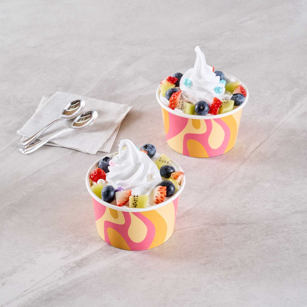 Coppetta 8 oz Round Tropical Twist Paper To Go Cup - 3 3/4" x 3 3/4" x 2 1/4" - 50 count box