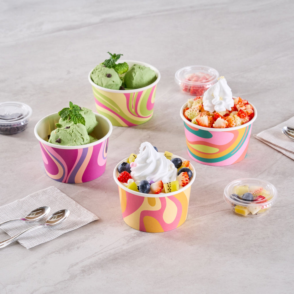 Coppetta 8 oz Round Tropical Twist Paper To Go Cup - 3 3/4" x 3 3/4" x 2 1/4" - 200 count box