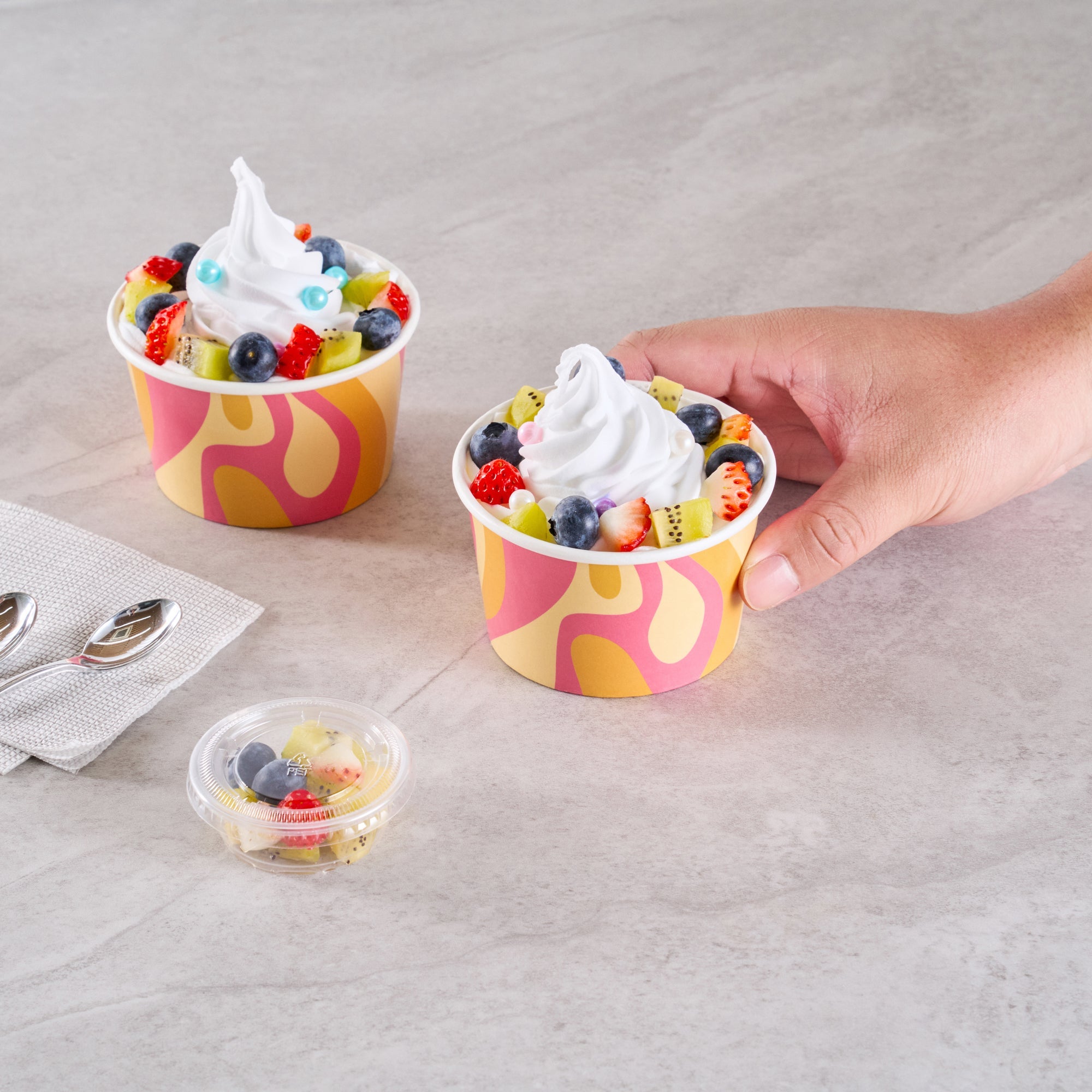 Coppetta 8 oz Round Tropical Twist Paper To Go Cup - 3 3/4" x 3 3/4" x 2 1/4" - 200 count box