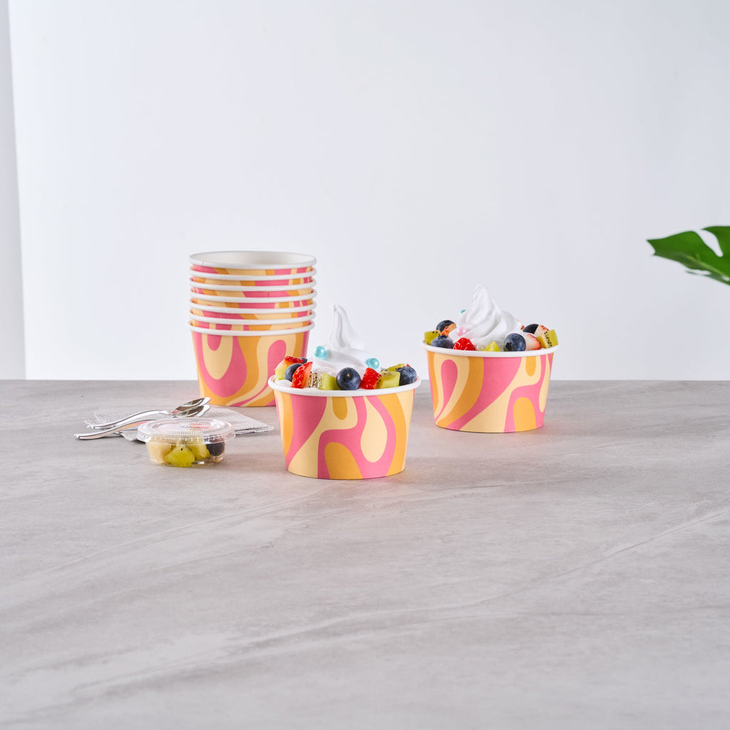 Coppetta 8 oz Round Tropical Twist Paper To Go Cup - 3 3/4" x 3 3/4" x 2 1/4" - 200 count box