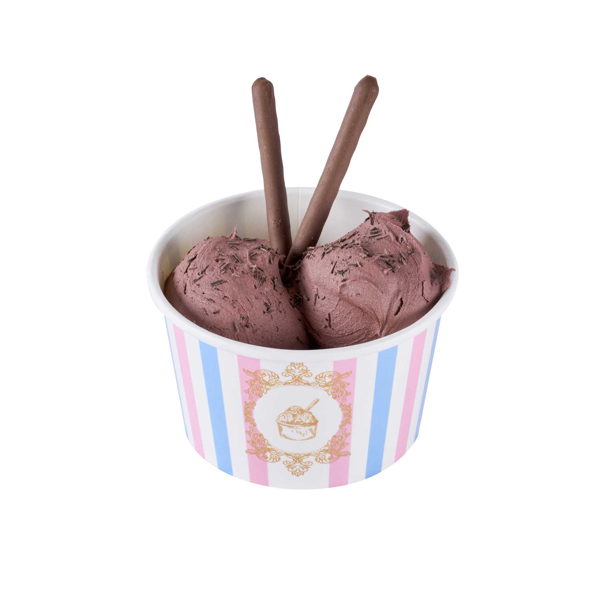 Coppetta 8 oz Round Pink And Blue Stripe Paper To Go Cup - 3 3/4" x 3 3/4" x 2 1/4" - 50 count box
