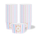 Coppetta 8 oz Round Pink And Blue Stripe Paper To Go Cup - 3 3/4" x 3 3/4" x 2 1/4" - 50 count box