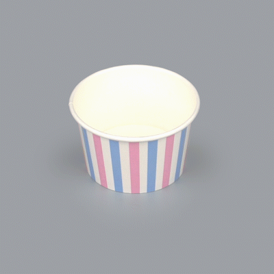 Coppetta 8 oz Round Pink And Blue Stripe Paper To Go Cup - 3 3/4" x 3 3/4" x 2 1/4" - 200 count box