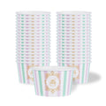 Coppetta 8 oz Round Purple And Blue Stripe Paper To Go Cup - 3 3/4" x 3 3/4" x 2 1/4" - 200 count box