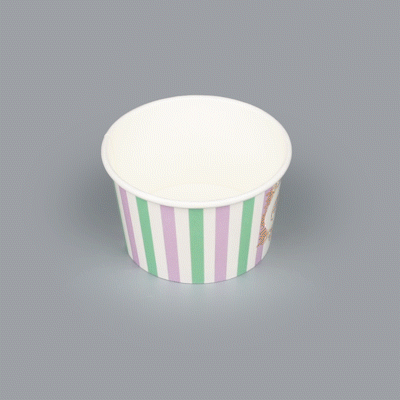 Coppetta 8 oz Round Purple And Blue Stripe Paper To Go Cup - 3 3/4" x 3 3/4" x 2 1/4" - 50 count box