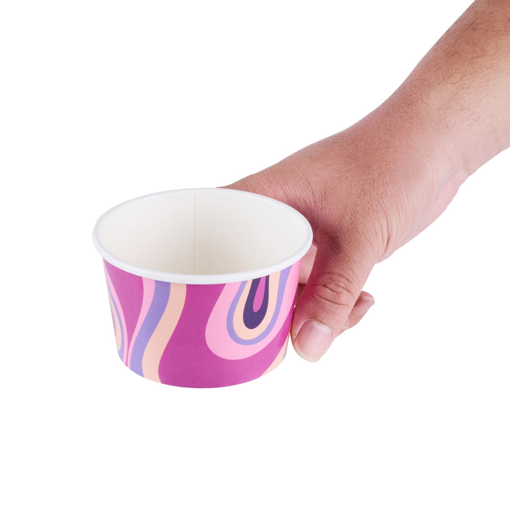 Coppetta 8 oz Round Midnight Groove Paper To Go Cup - 3 3/4" x 3 3/4" x 2 1/4" - 200 count box