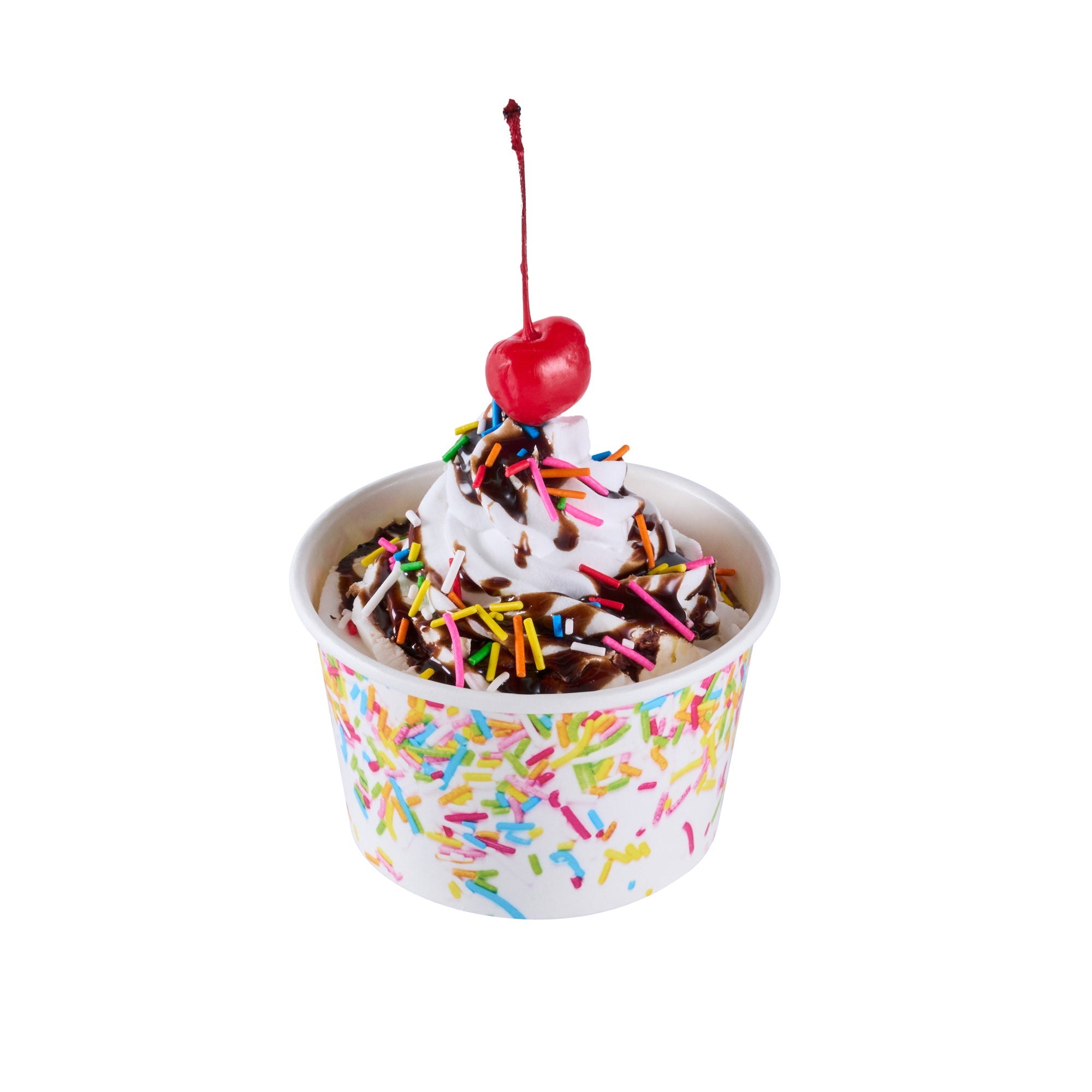Coppetta 8 oz Round White Paper To Go Cup - with Party Sprinkles - 3 3/4" x 3 3/4" x 2 1/4" - 200 count box