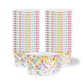 Coppetta 8 oz Round White Paper To Go Cup - with Party Sprinkles - 3 3/4" x 3 3/4" x 2 1/4" - 50 count box