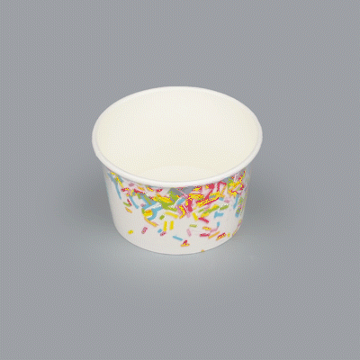 Coppetta 8 oz Round White Paper To Go Cup - with Party Sprinkles - 3 3/4" x 3 3/4" x 2 1/4" - 200 count box