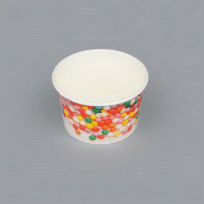 Coppetta 8 oz Round White Paper To Go Cup - with Round Sprinkles - 3 3/4" x 3 3/4" x 2 1/4" - 200 count box