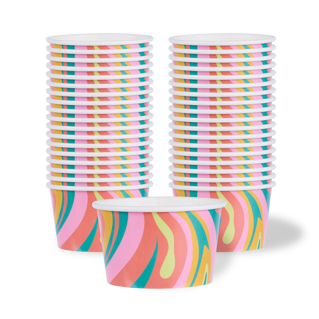 Coppetta 8 oz Round Psychedelic Sunrise Paper To Go Cup - 3 3/4" x 3 3/4" x 2 1/4" - 200 count box
