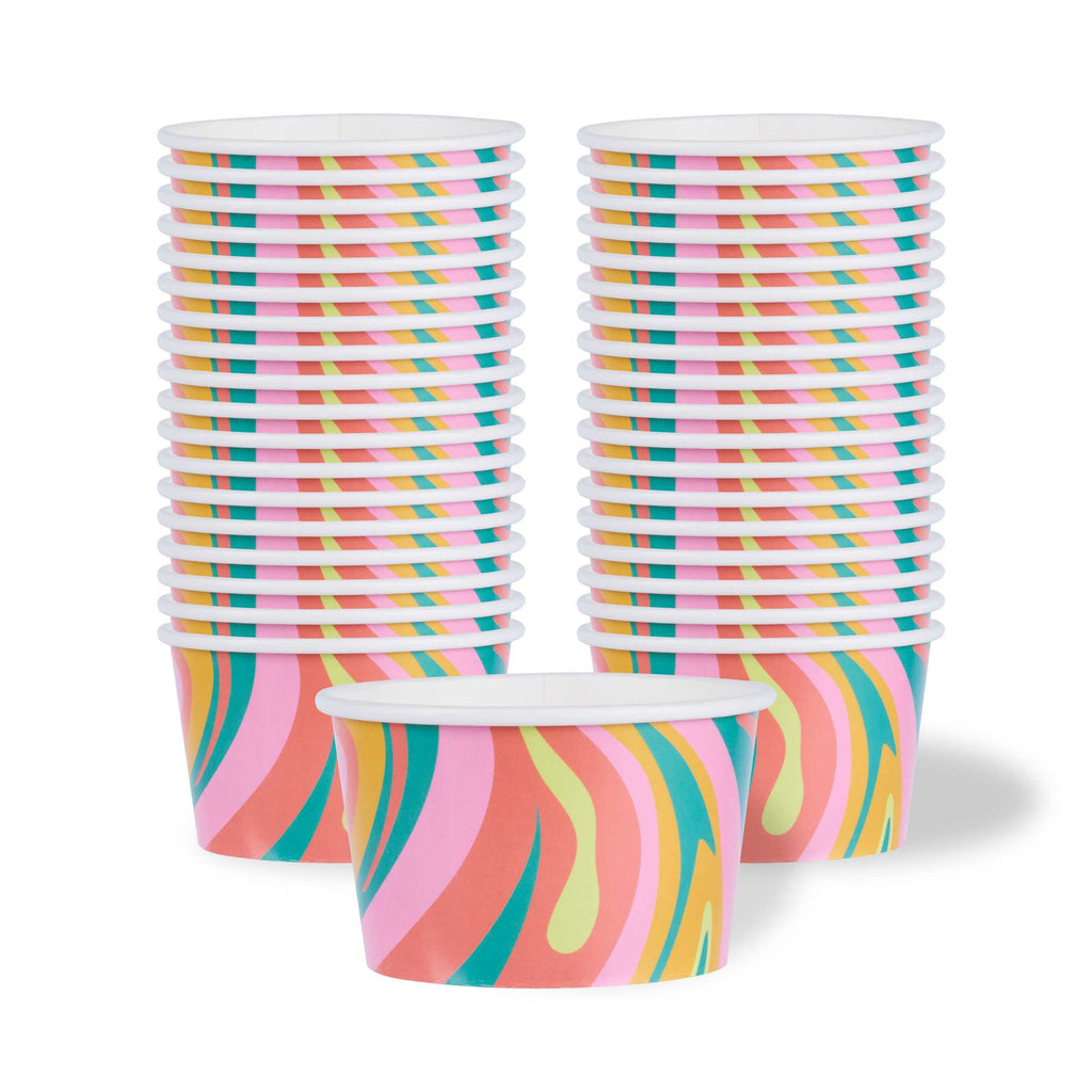 Coppetta 8 oz Round Psychedelic Sunrise Paper To Go Cup - 3 3/4" x 3 3/4" x 2 1/4" - 50 count box