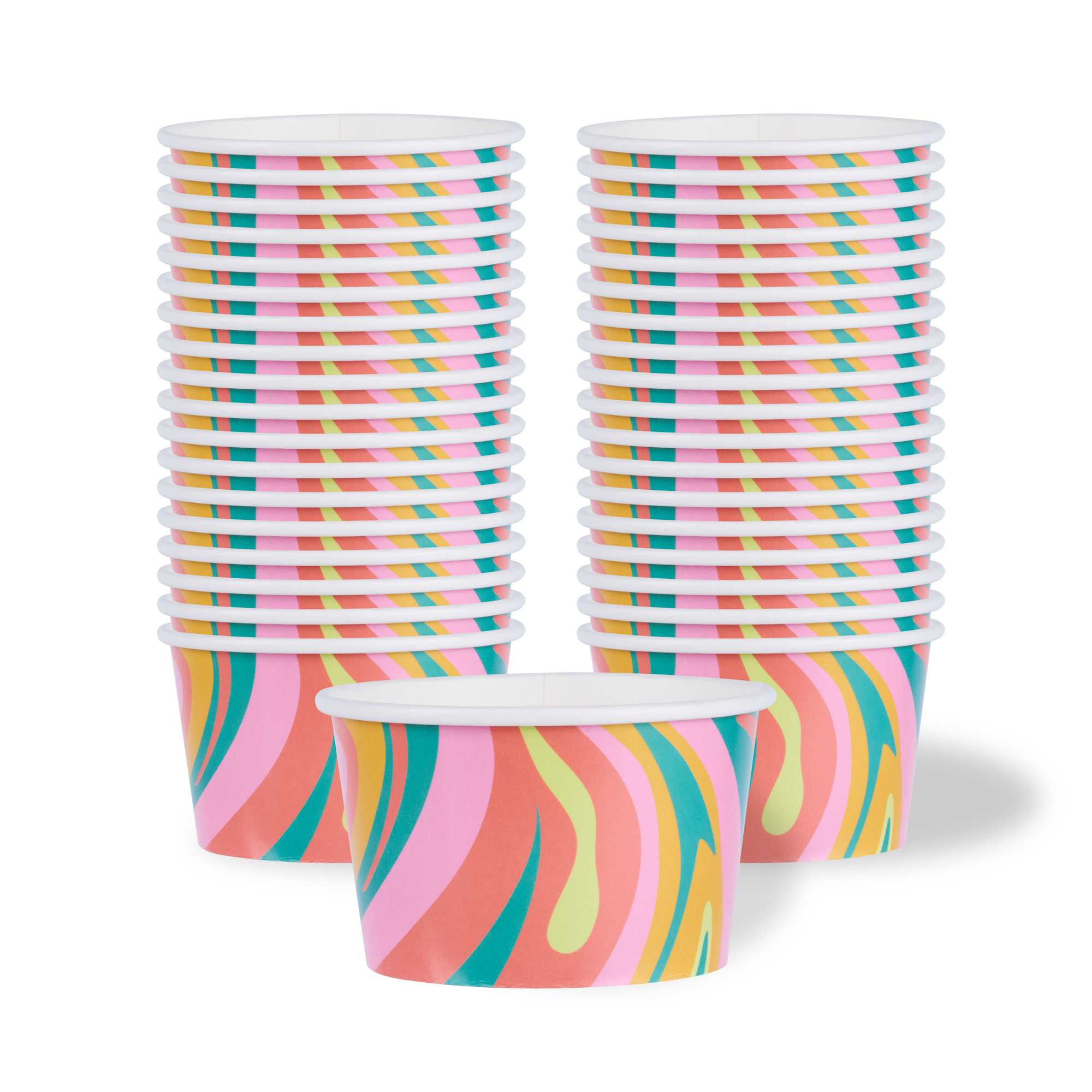 Coppetta 8 oz Round Psychedelic Sunrise Paper To Go Cup - 3 3/4" x 3 3/4" x 2 1/4" - 50 count box