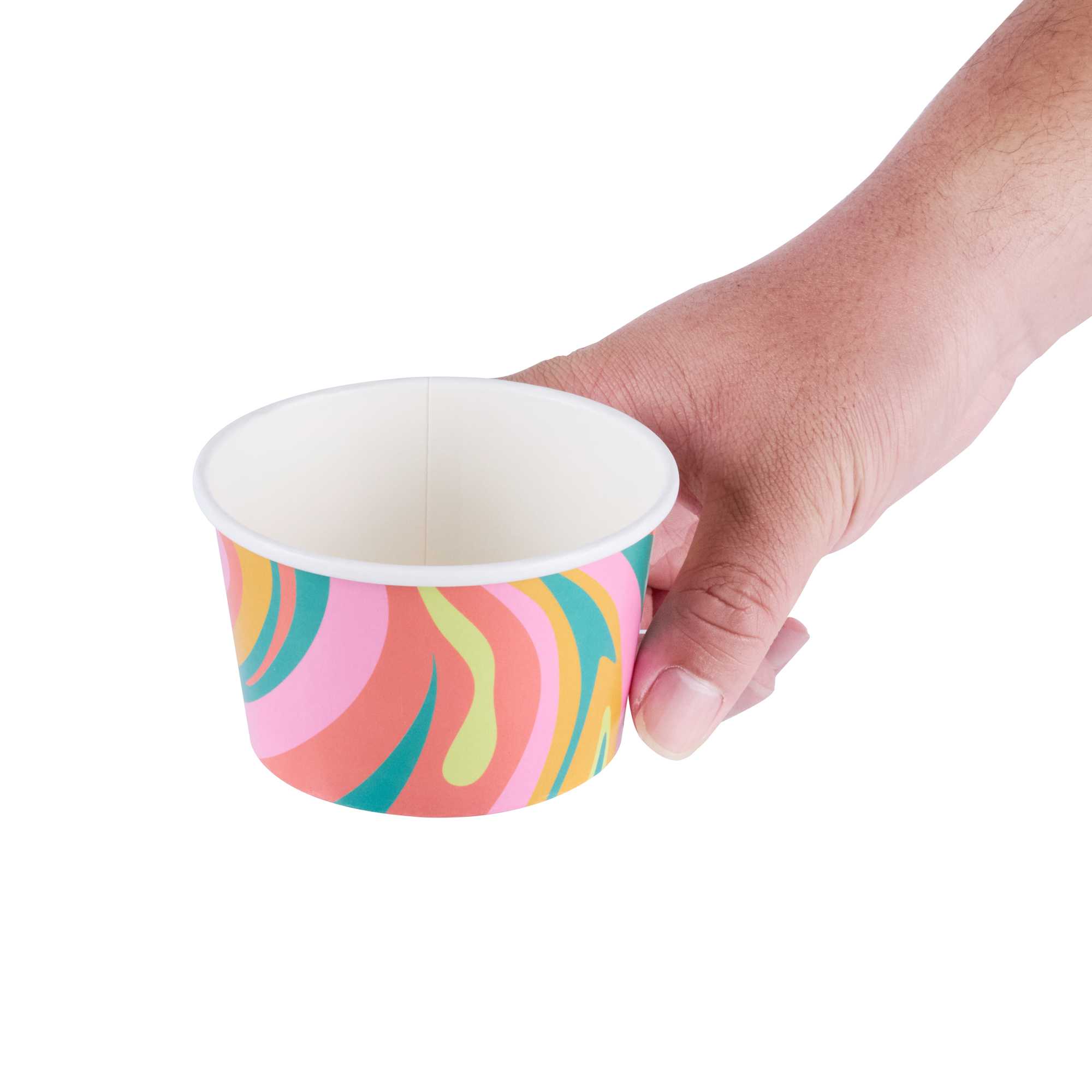 Coppetta 8 oz Round Psychedelic Sunrise Paper To Go Cup - 3 3/4" x 3 3/4" x 2 1/4" - 50 count box