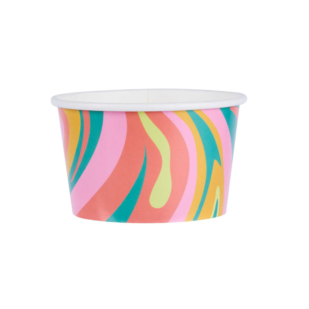 Coppetta 8 oz Round Psychedelic Sunrise Paper To Go Cup - 3 3/4" x 3 3/4" x 2 1/4" - 50 count box