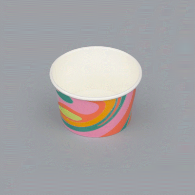 Coppetta 8 oz Round Psychedelic Sunrise Paper To Go Cup - 3 3/4" x 3 3/4" x 2 1/4" - 200 count box