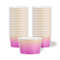 Coppetta 8 oz Round Purple and Yellow Ombre Paper To Go Cup - 3 3/4" x 3 3/4" x 2 1/4" - 50 count box
