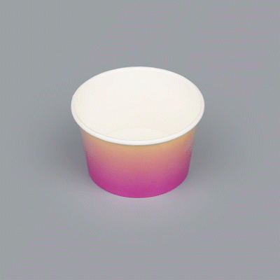 Coppetta 8 oz Round Purple and Yellow Ombre Paper To Go Cup - 3 3/4" x 3 3/4" x 2 1/4" - 200 count box