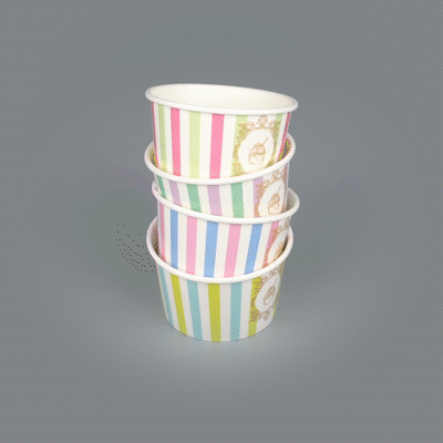 Coppetta 8 oz Round Assorted Stripe Paper To Go Cup - 3 3/4" x 3 3/4" x 2 1/4" - 200 count box