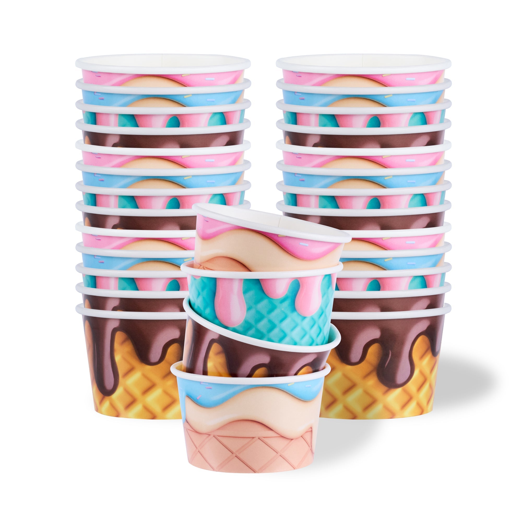 Coppetta 8 oz Round Assorted Cone Paper To Go Cup - 3 3/4" x 3 3/4" x 2 1/4" - 200 count box