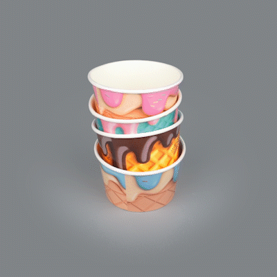 Coppetta 8 oz Round Assorted Cone Paper To Go Cup - 3 3/4" x 3 3/4" x 2 1/4" - 200 count box