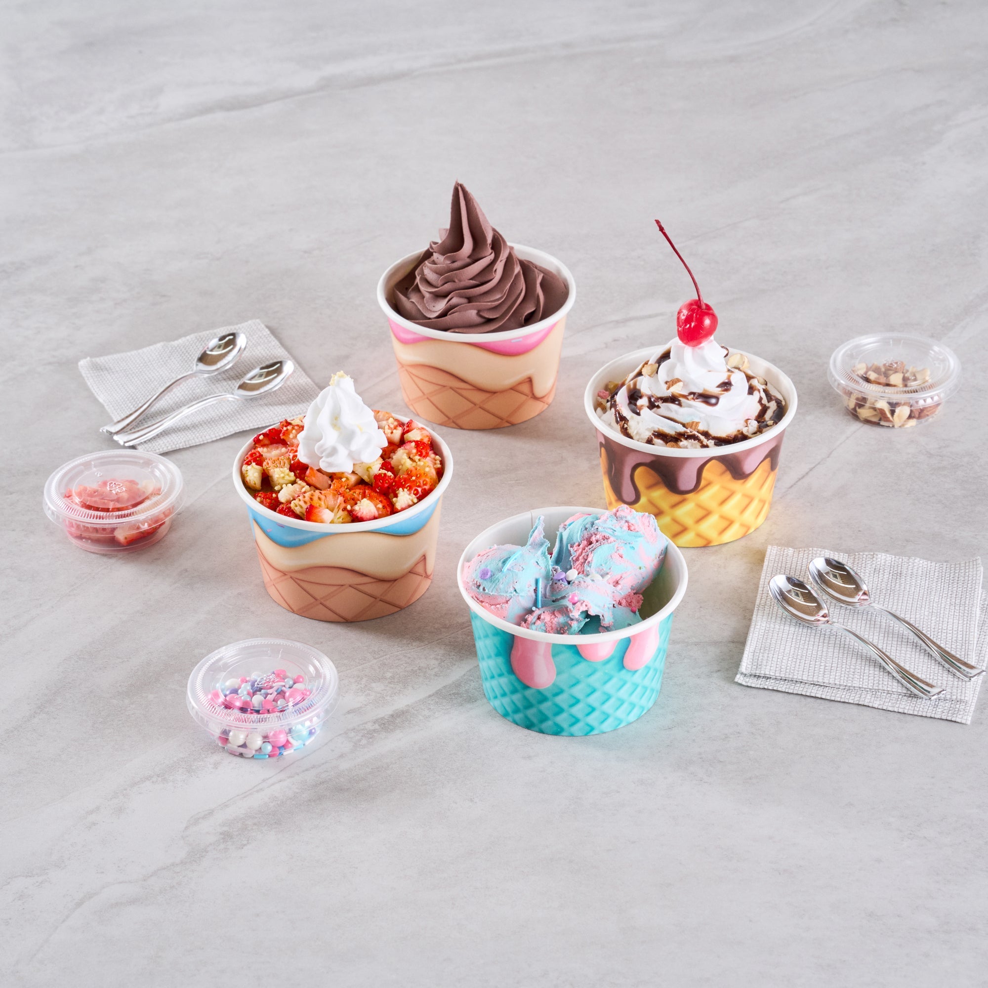 Coppetta 8 oz Round Assorted Cone Paper To Go Cup - 3 3/4" x 3 3/4" x 2 1/4" - 200 count box
