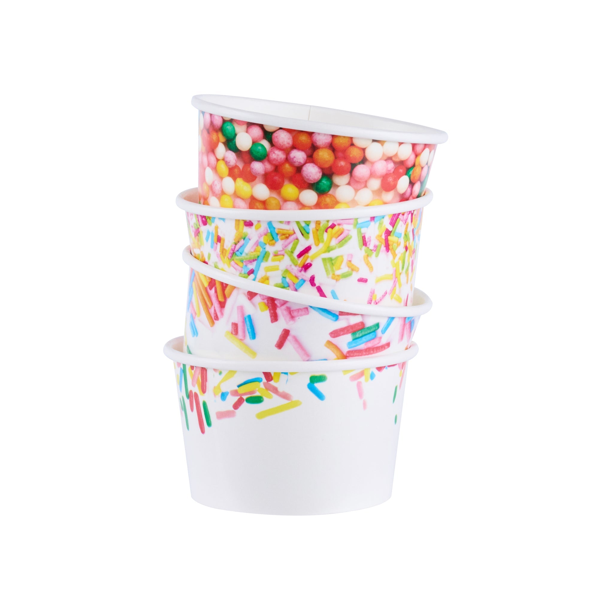 Coppetta 8 oz Round White Assorted Sprinkle Paper To Go Cup - 3 3/4" x 3 3/4" x 2 1/4" - 200 count box