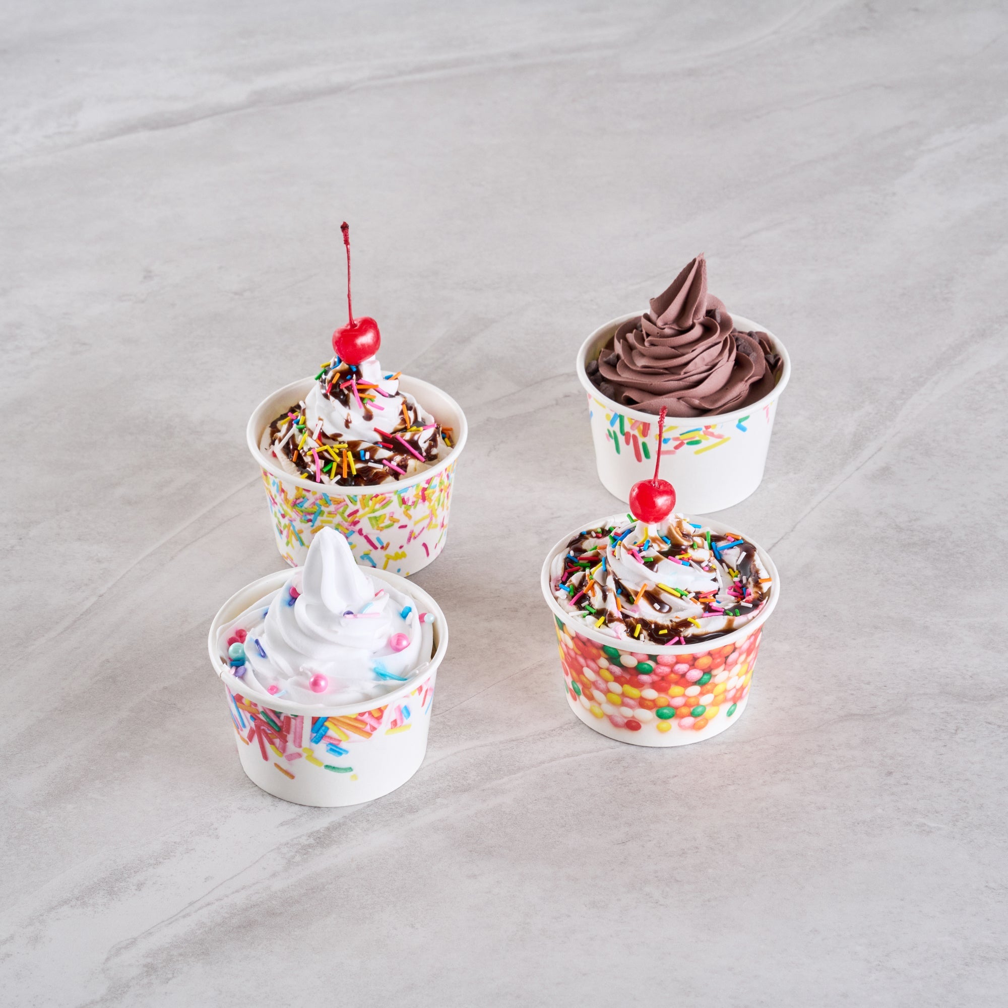 Coppetta 8 oz Round White Assorted Sprinkle Paper To Go Cup - 3 3/4" x 3 3/4" x 2 1/4" - 200 count box