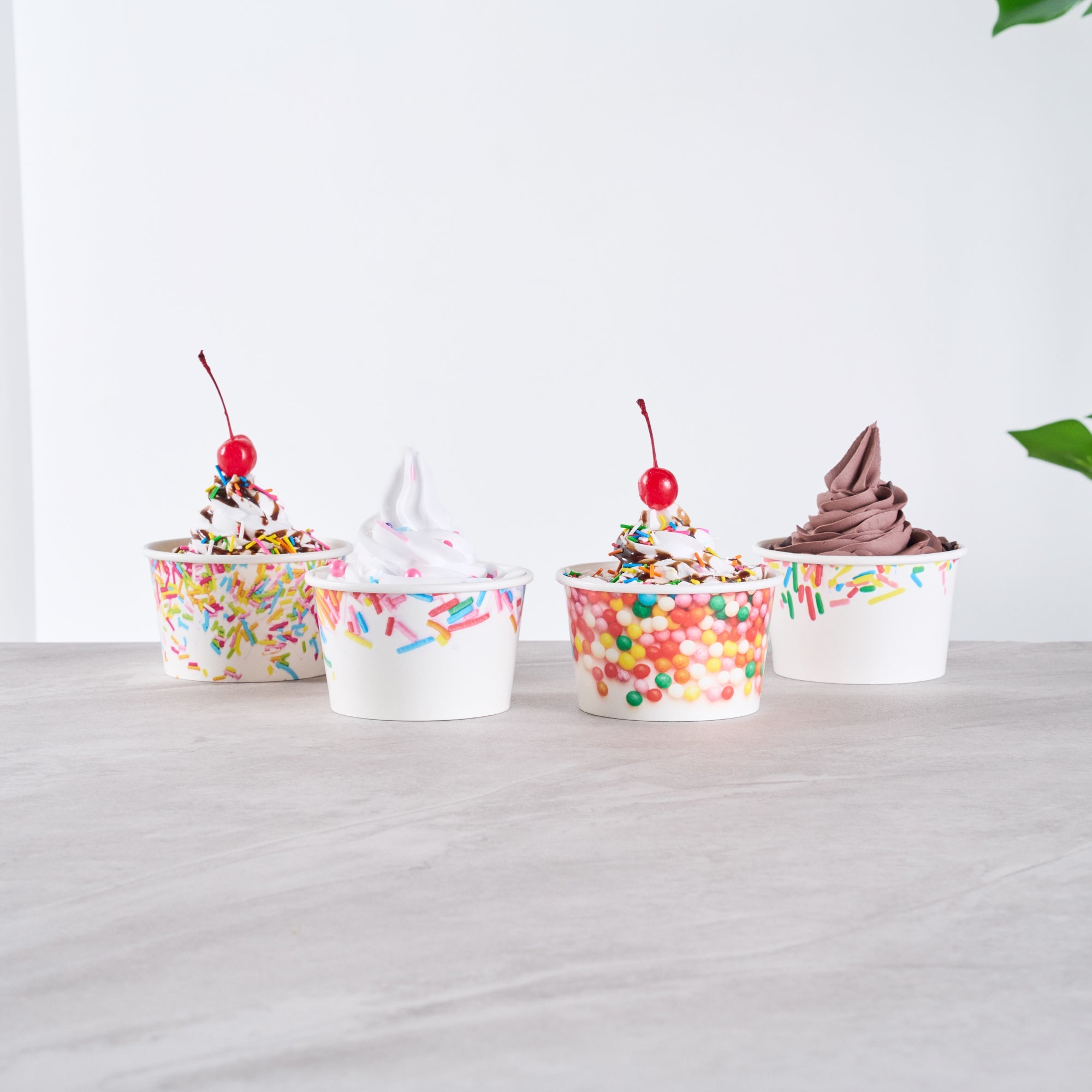 Coppetta 8 oz Round White Assorted Sprinkle Paper To Go Cup - 3 3/4" x 3 3/4" x 2 1/4" - 200 count box