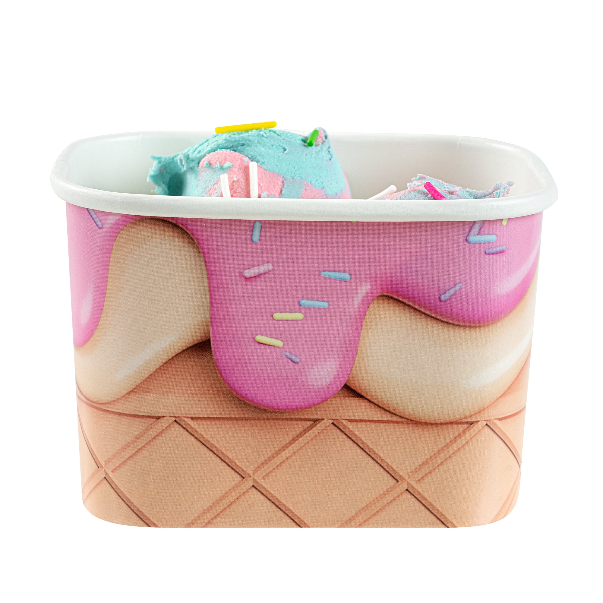 Coppetta 12 oz Square Vanilla Strawberry Swirl Paper To Go Cup - 4 1/4" x 3 1/4" x 2 3/4" - 200 count box