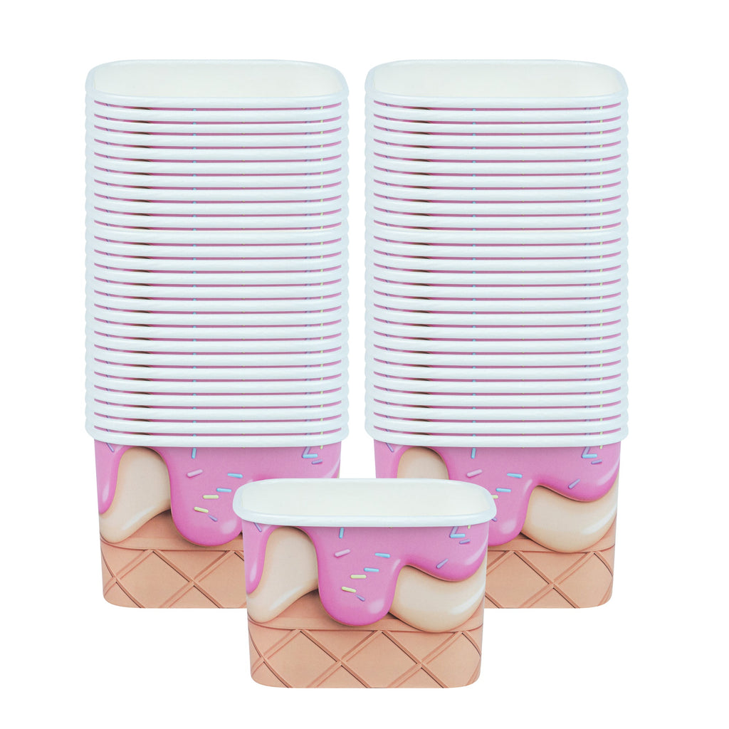 Coppetta 12 oz Square Vanilla Strawberry Swirl Paper To Go Cup - 4 1/4" x 3 1/4" x 2 3/4" - 200 count box