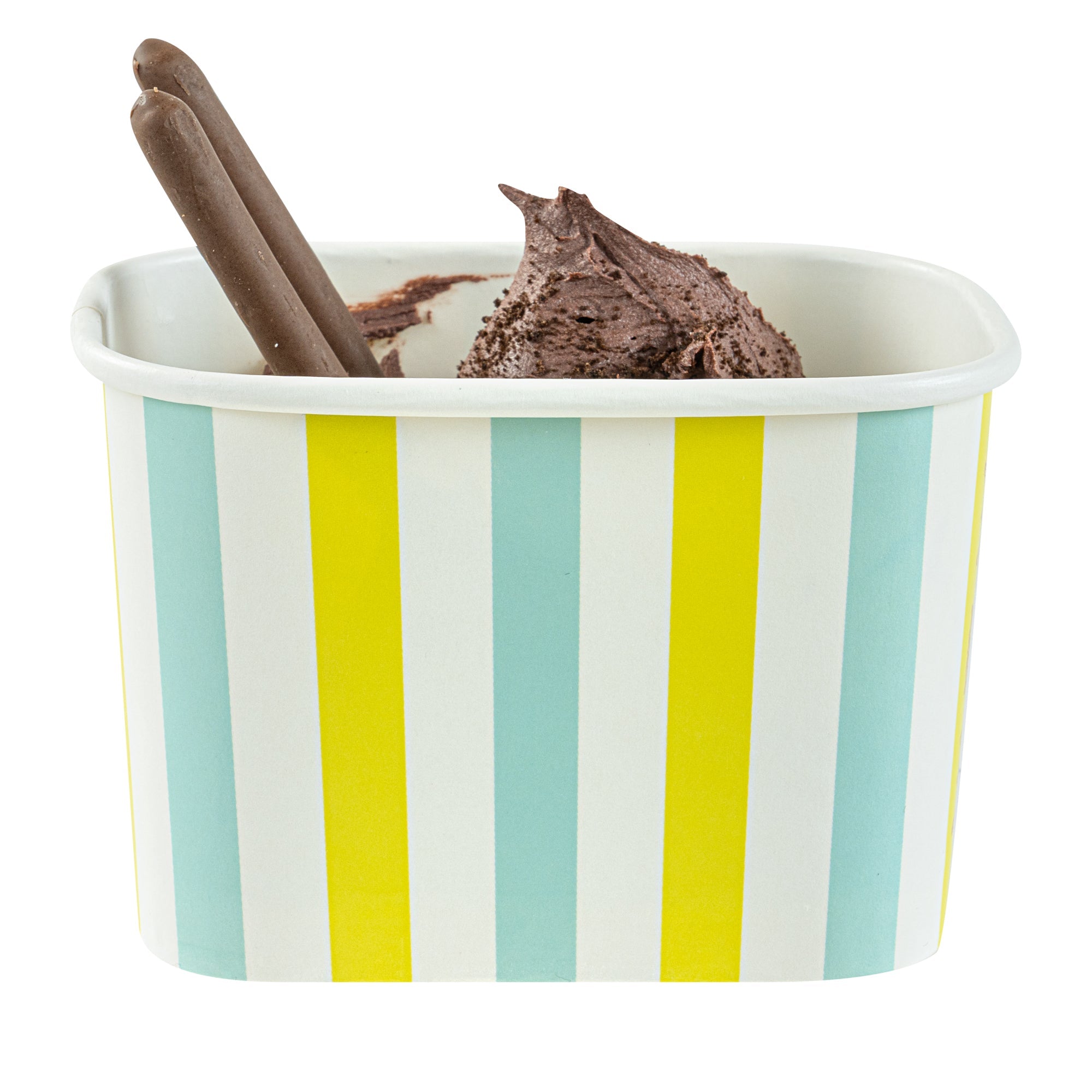 Coppetta 12 oz Square Blue And Green Stripe Paper To Go Cup - 4 1/4" x 3 1/4" x 2 3/4" - 200 count box
