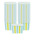 Coppetta 12 oz Square Blue And Green Stripe Paper To Go Cup - 4 1/4" x 3 1/4" x 2 3/4" - 200 count box