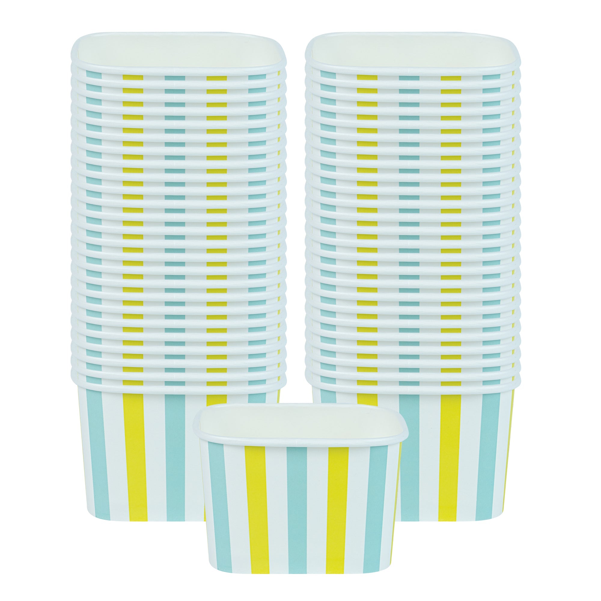 Coppetta 12 oz Square Blue And Green Stripe Paper To Go Cup - 4 1/4" x 3 1/4" x 2 3/4" - 200 count box