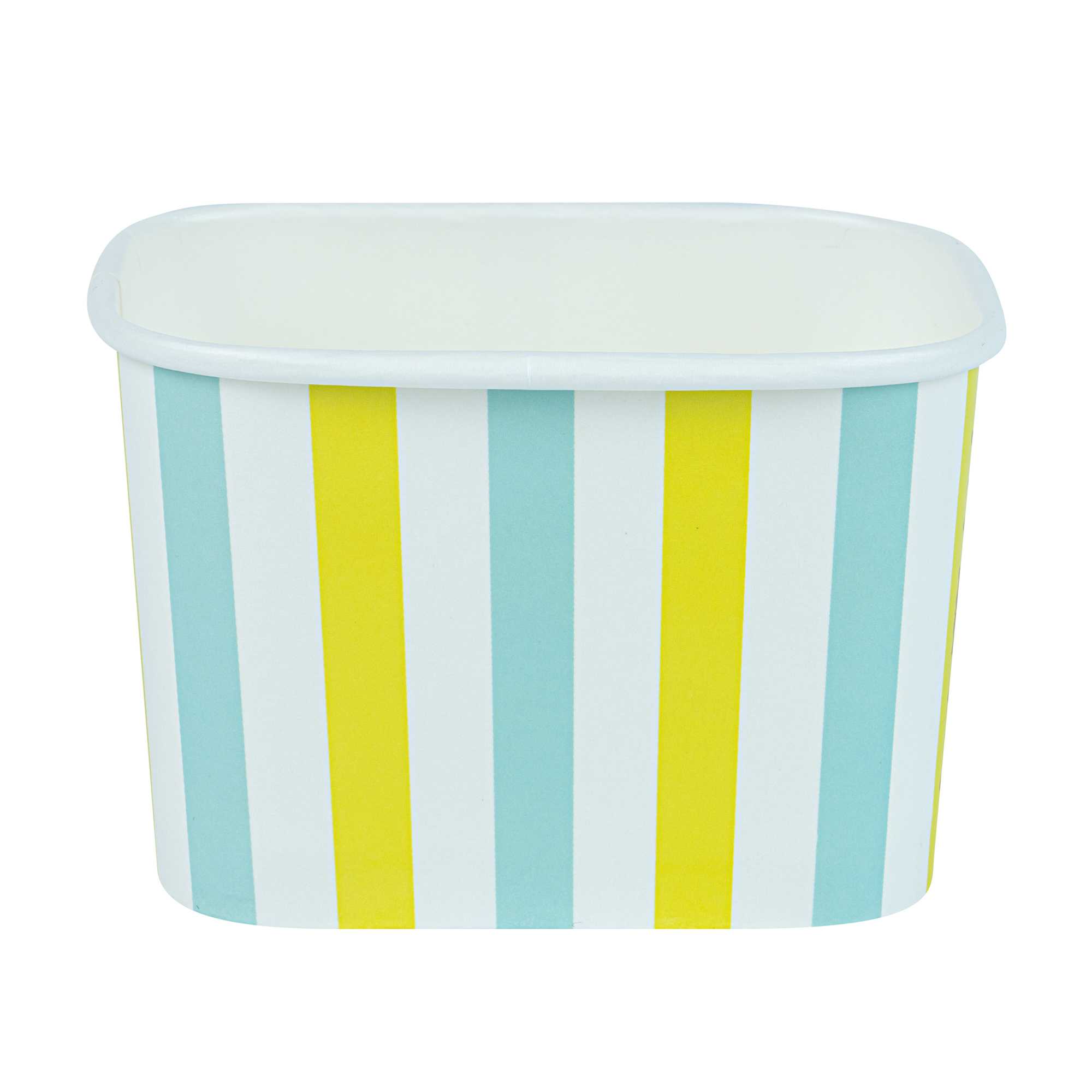 Coppetta 12 oz Square Blue And Green Stripe Paper To Go Cup - 4 1/4" x 3 1/4" x 2 3/4" - 50 count box