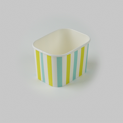 Coppetta 12 oz Square Blue And Green Stripe Paper To Go Cup - 4 1/4" x 3 1/4" x 2 3/4" - 200 count box